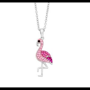 Crystal Pink Flamingo Pendant Necklase.